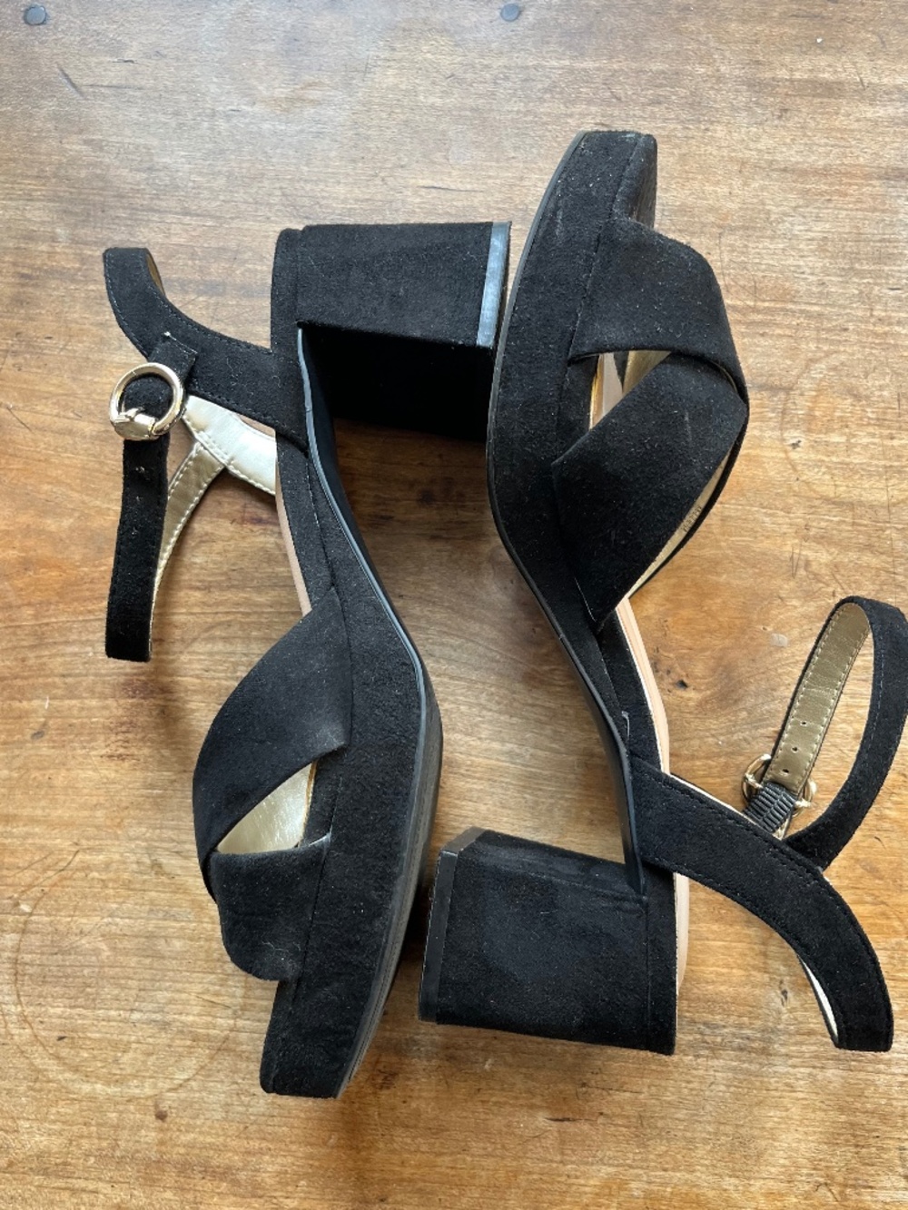 Kelly and Katie suede black platform sandals